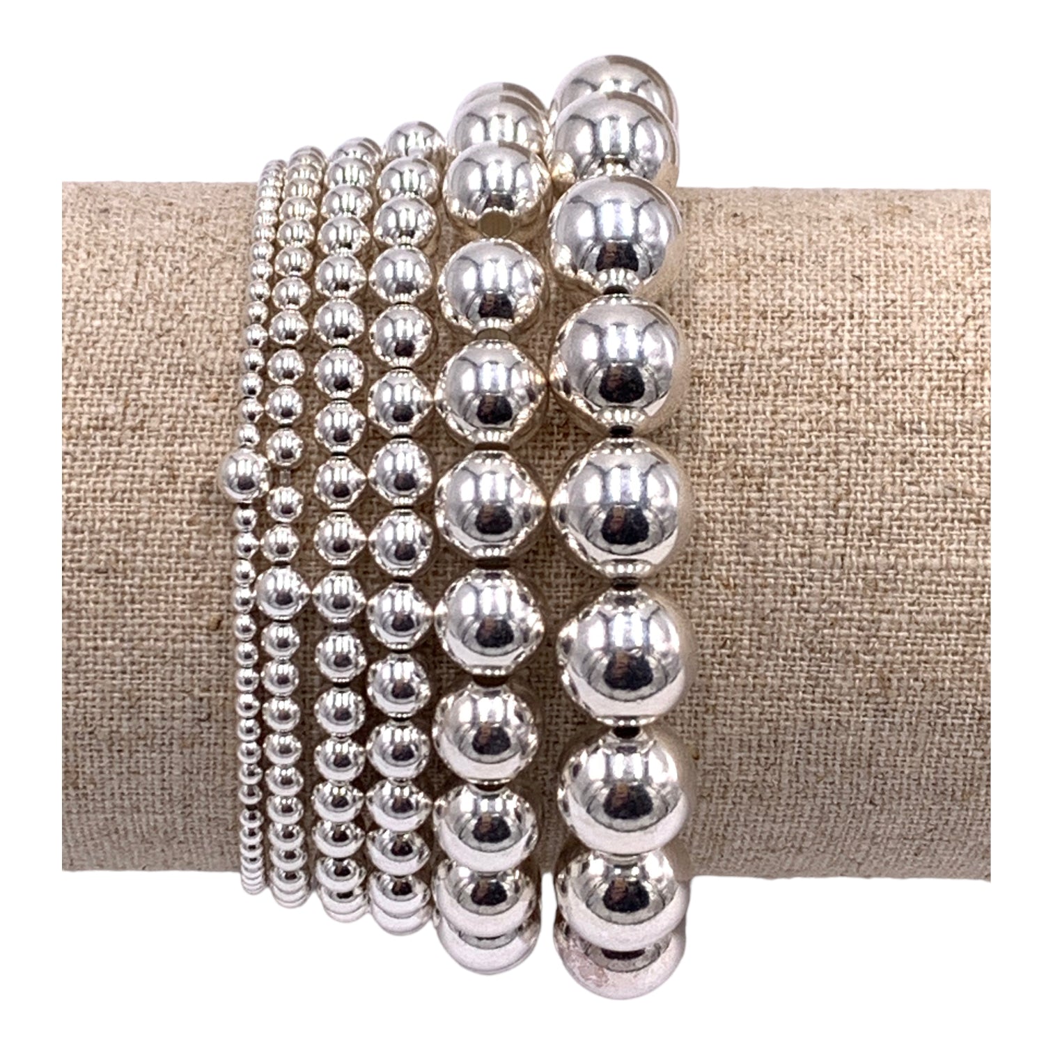 8mm Sterling Silver Beaded Bracelet