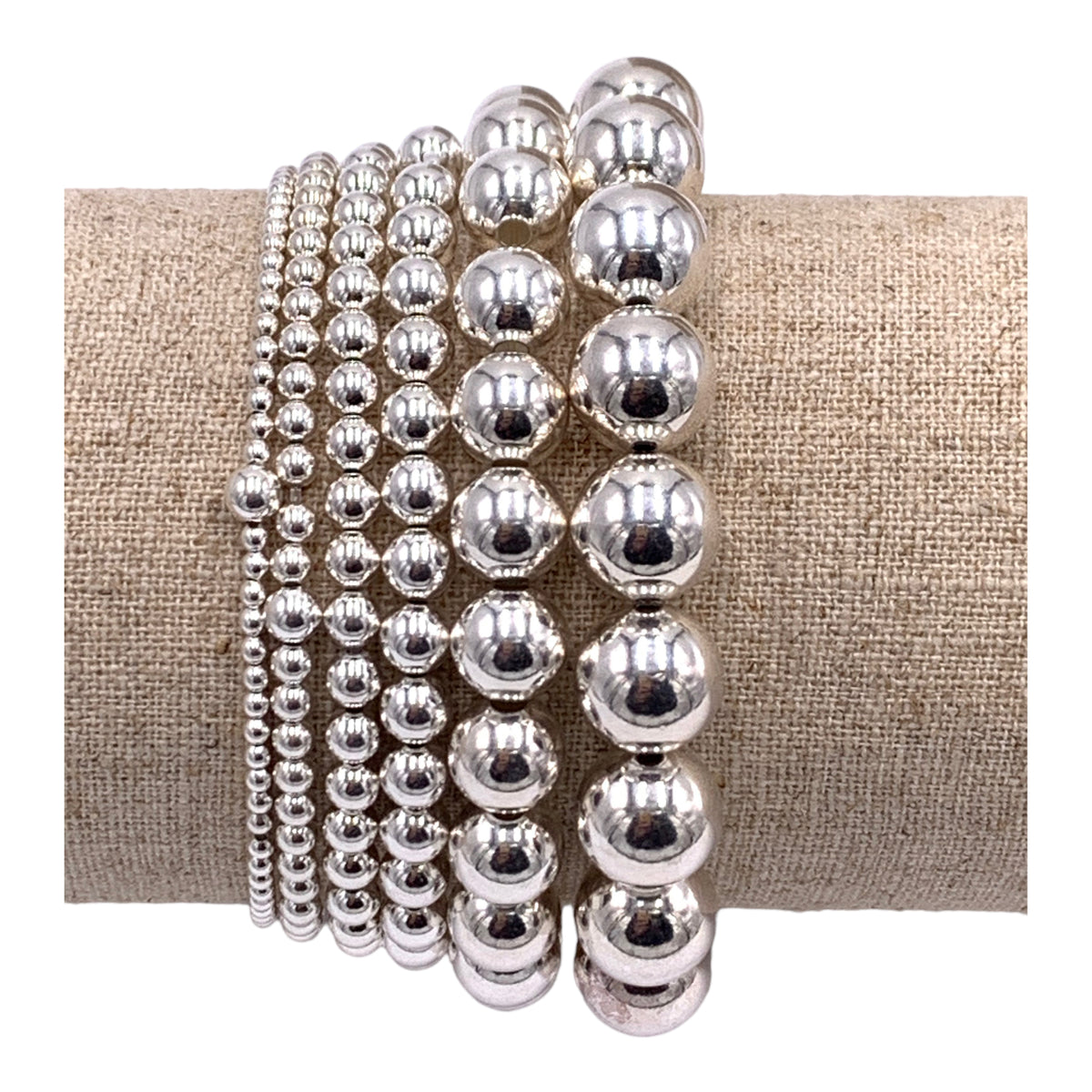 Nova Adult Bracelet (4mm + 8mm Beads) 7 Inches / Sterling Silver