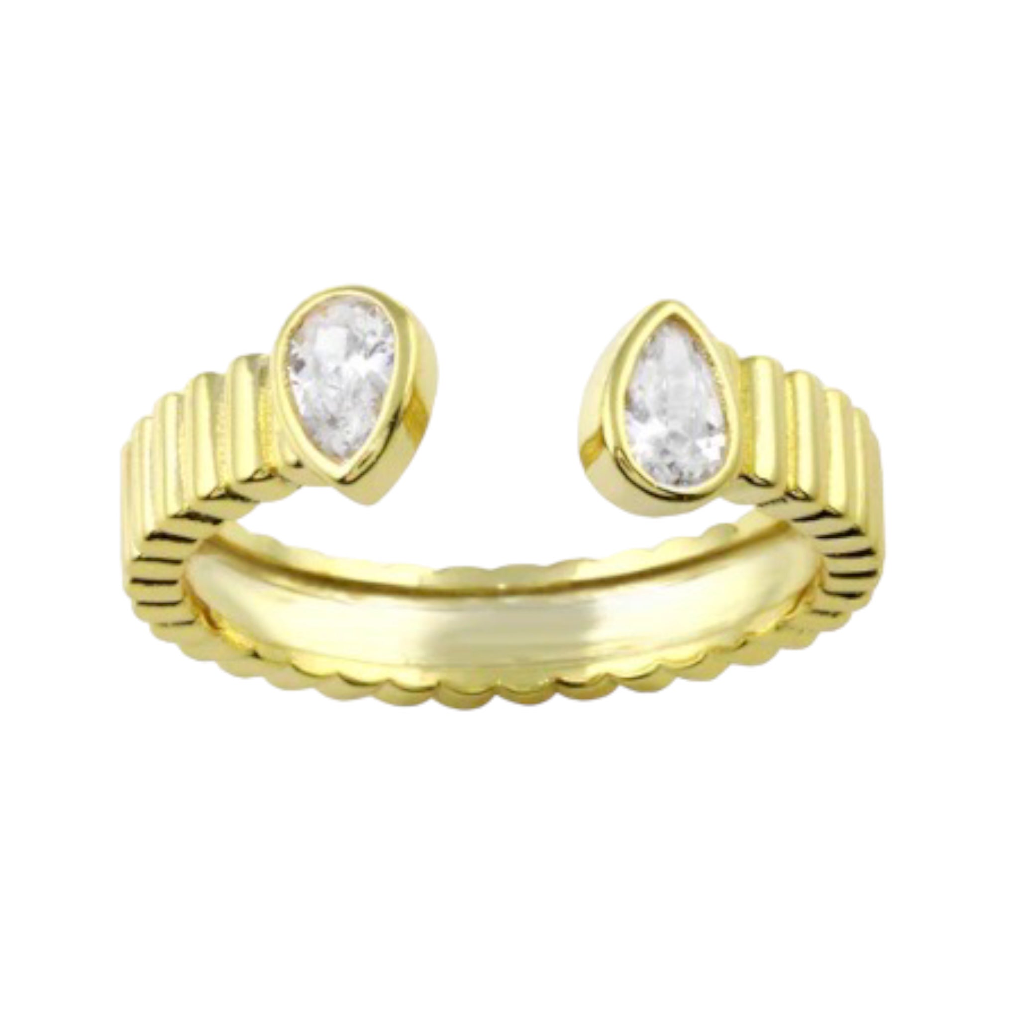 Fluted Bezel Pear Ring