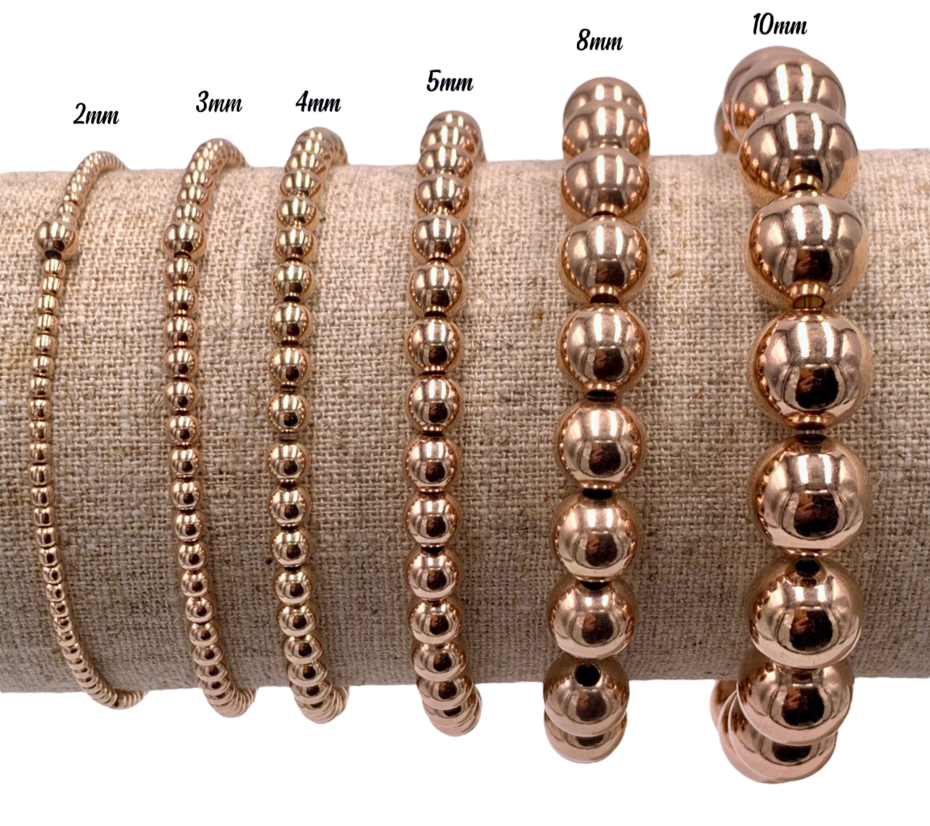 2mm Rose Gold Filled Beaded Bracelet