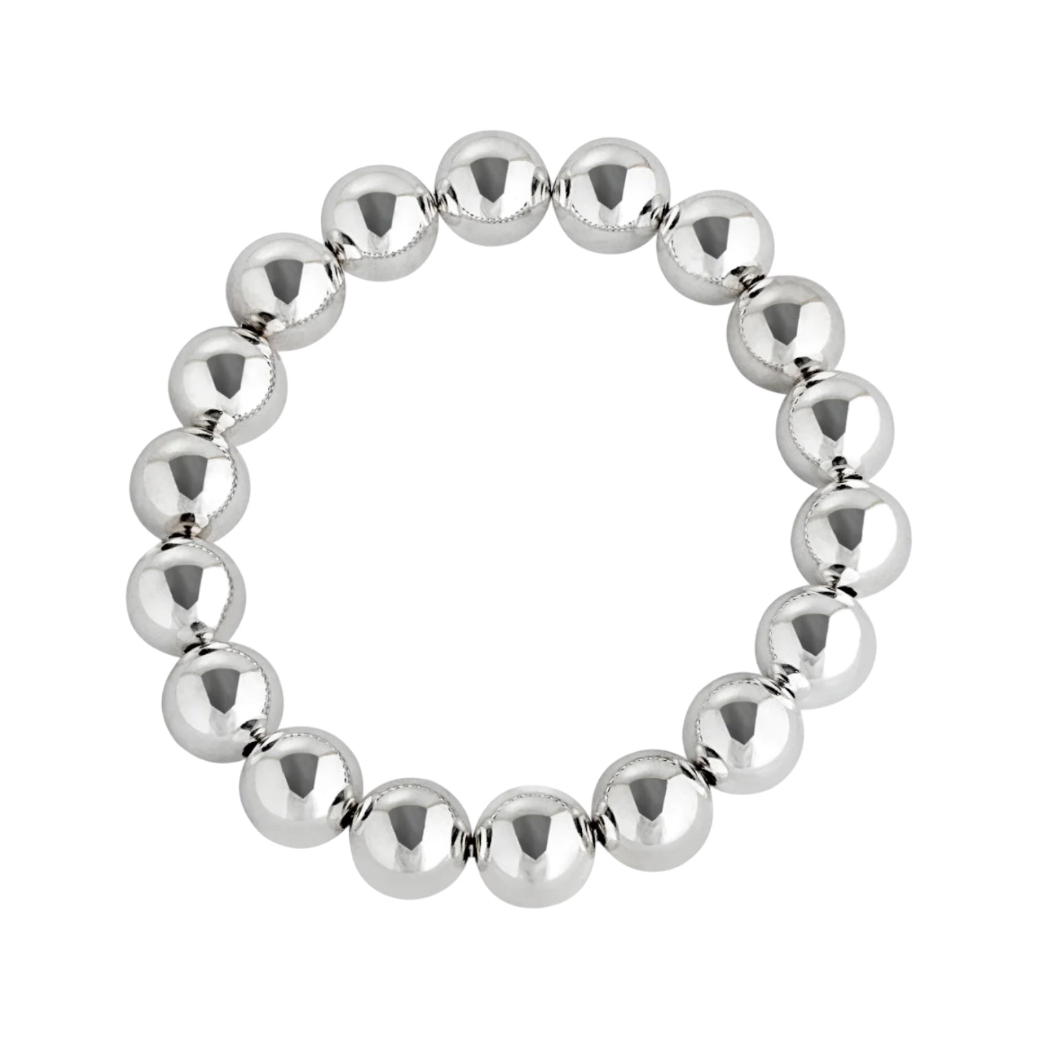 10mm Sterling Silver Beaded Bracelet