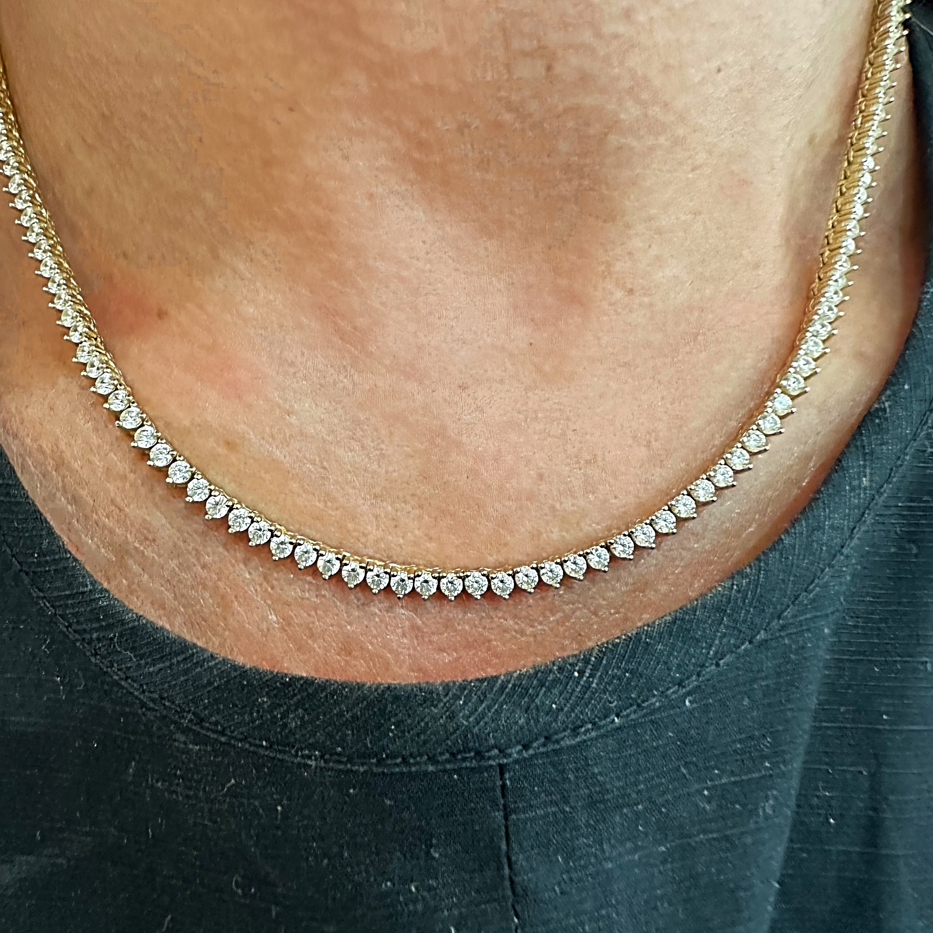 Hampton - 3 Prong Diamond Tennis Necklace Martini Style – Gem Jewelers Co.
