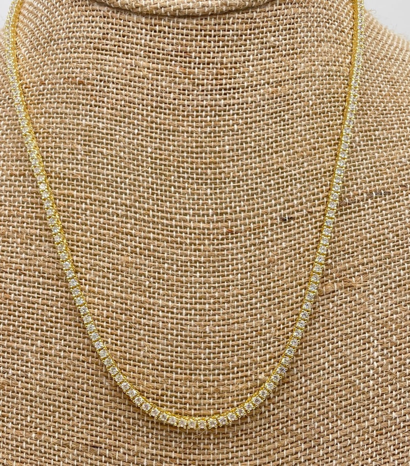 2mm Classic Gold Tennis Necklace