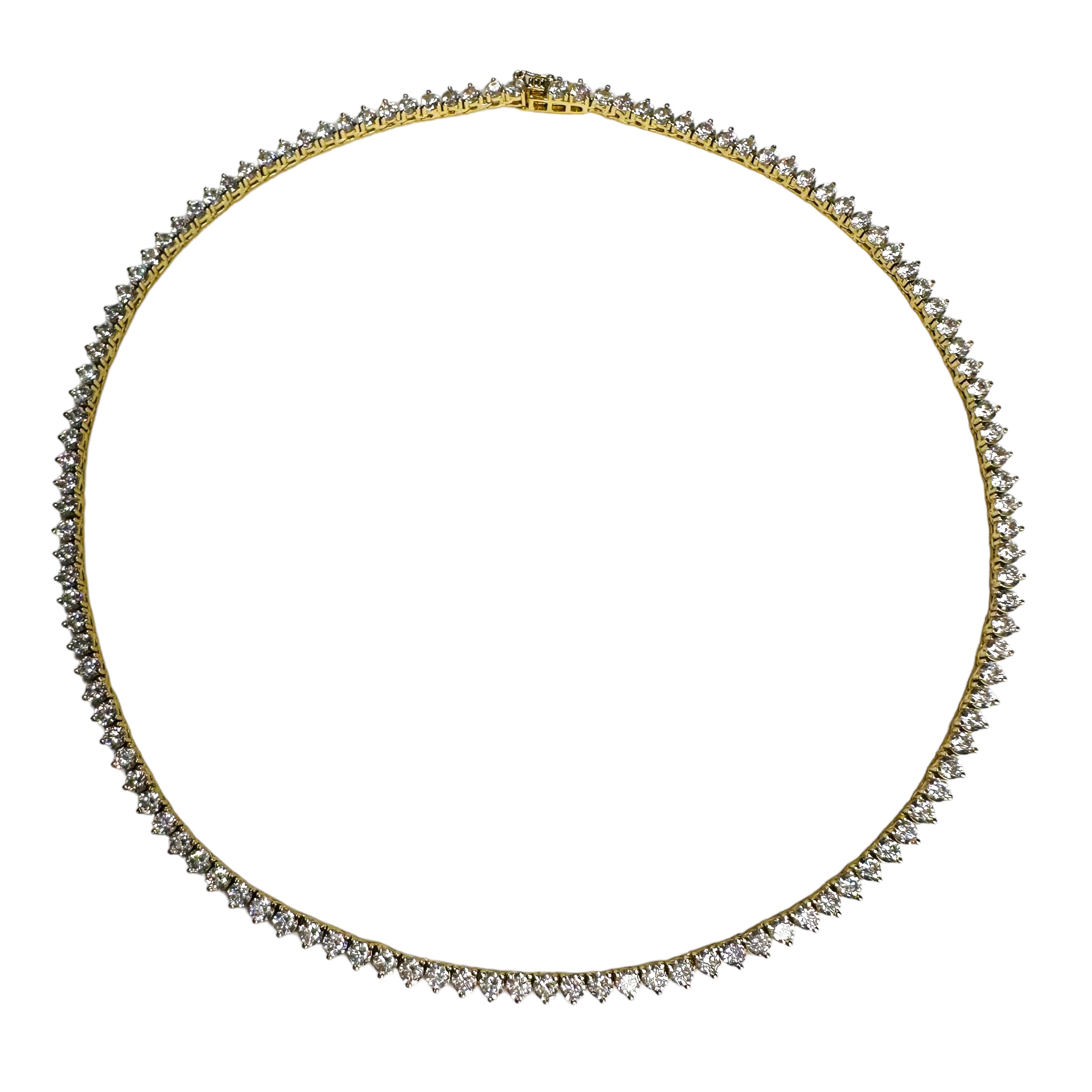 3mm 3 Prong Gold Tennis Necklace