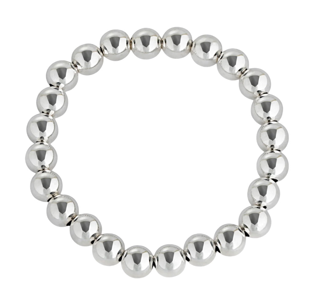 8mm Sterling Silver Beaded Bracelet