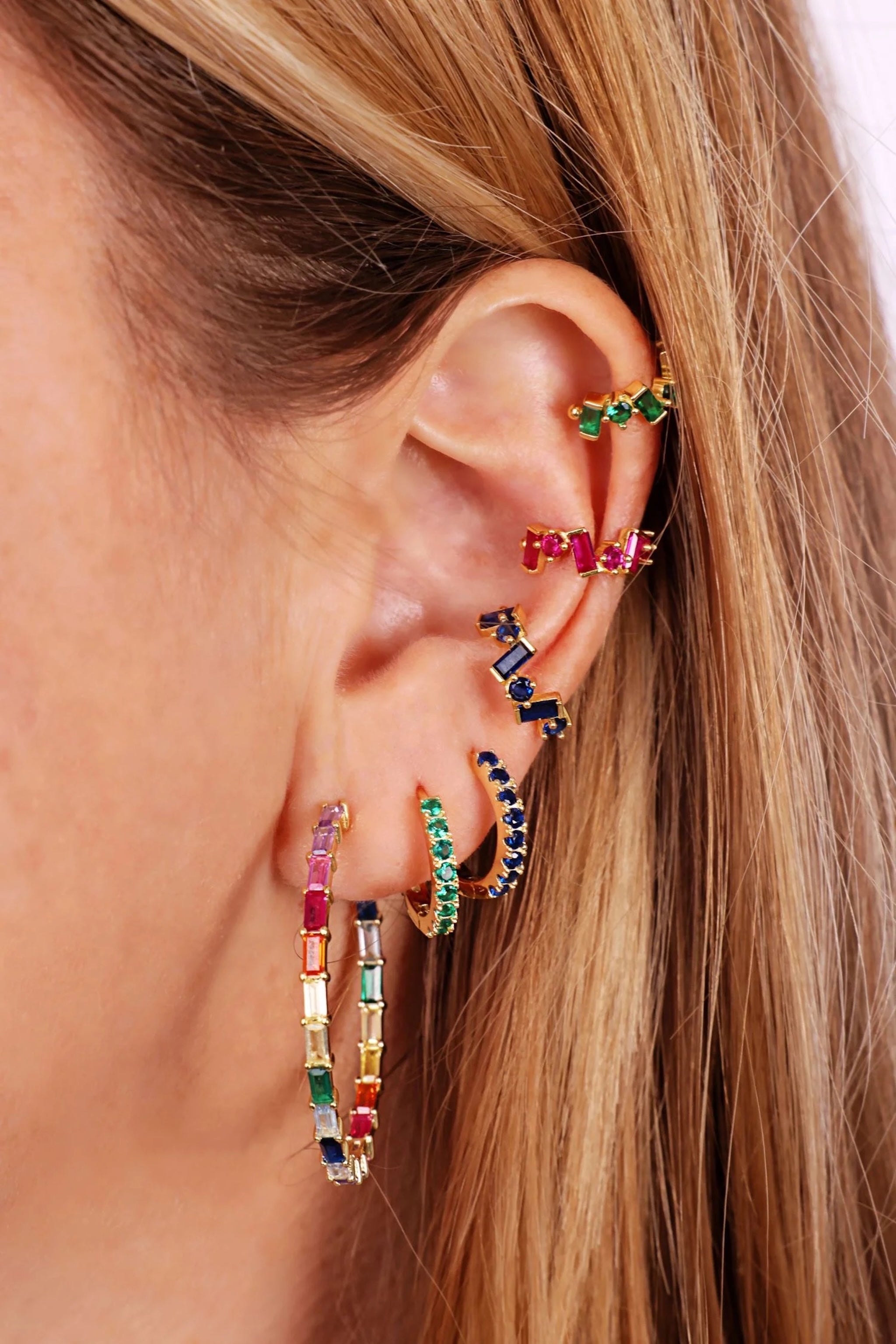 Colored Baguette Ear Cuff