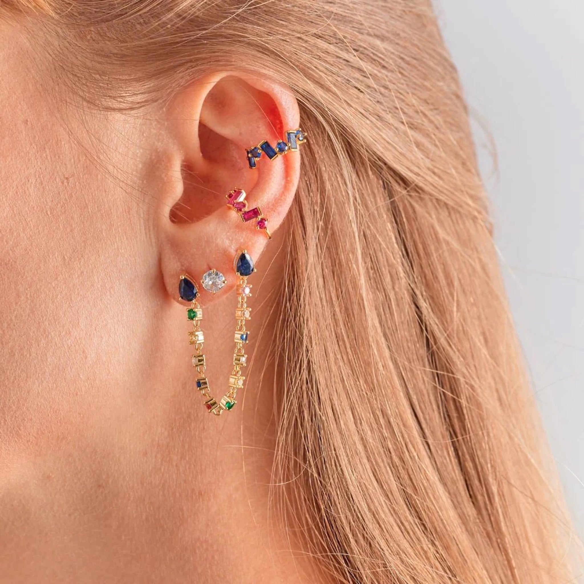 Colored Baguette Ear Cuff