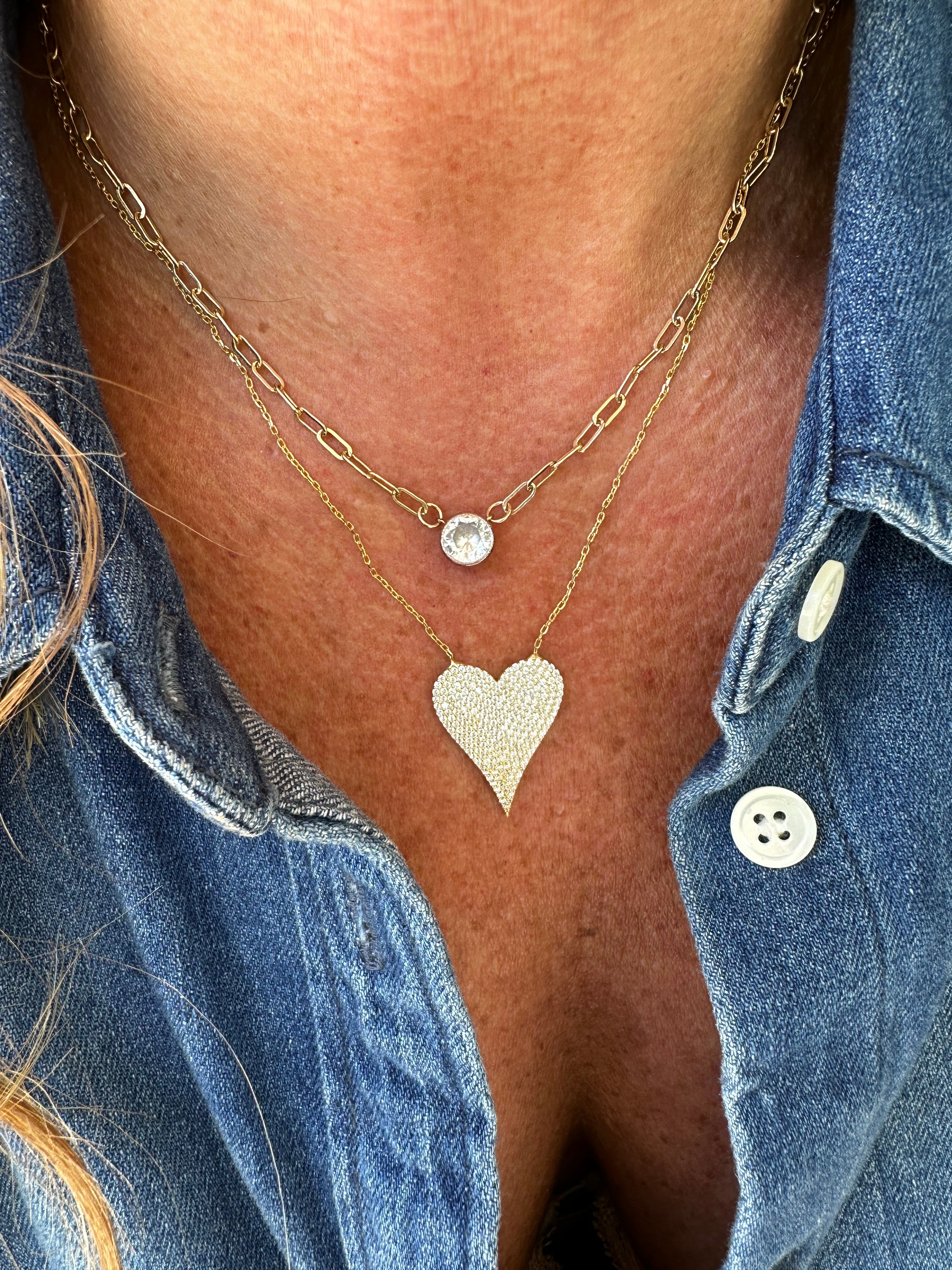 Big Love Large Pointed Heart Pendant Necklace