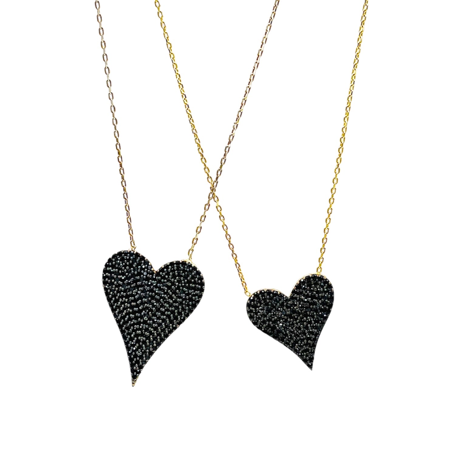 Big Love Large Black Pointed Heart Pendant Necklace