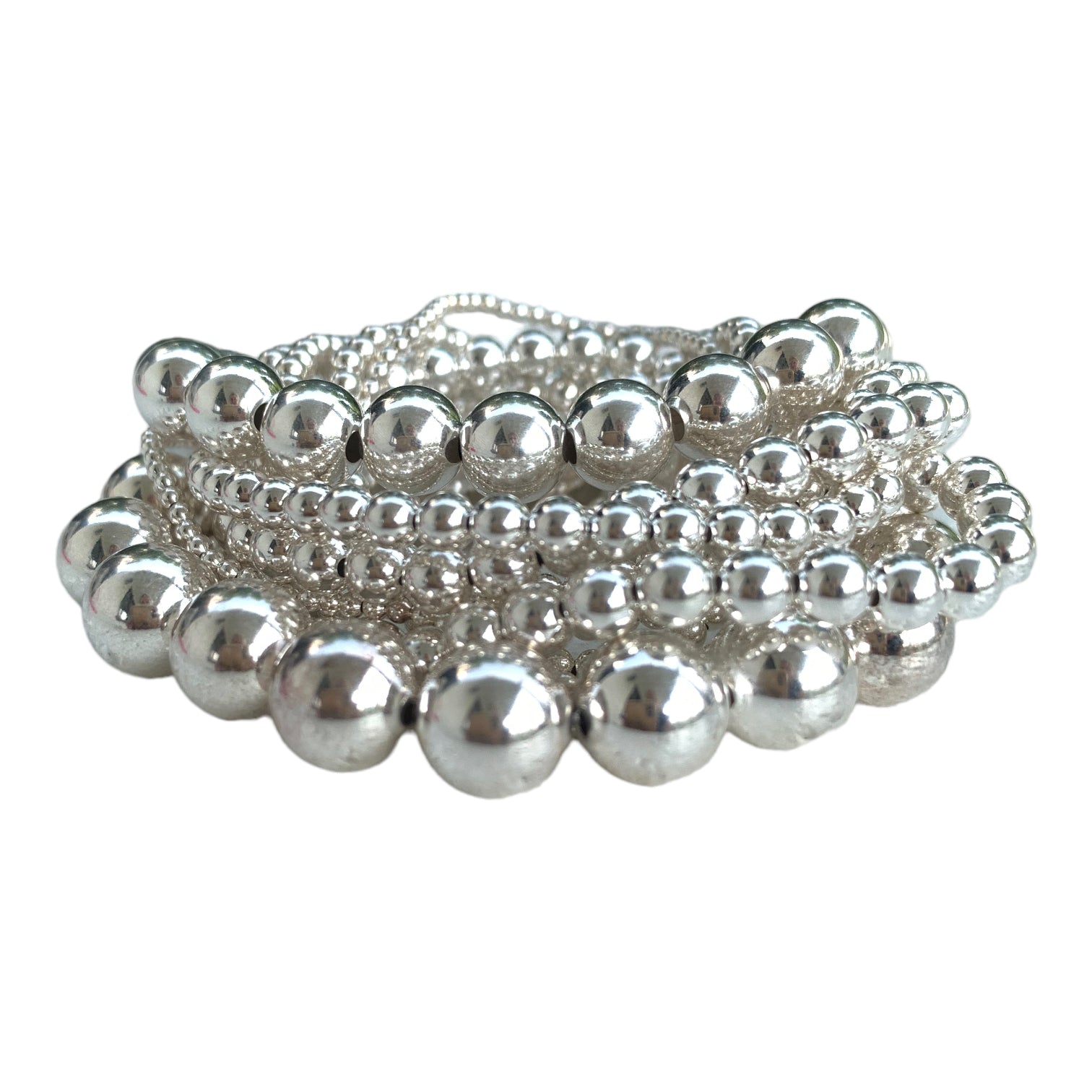 8mm Sterling Silver Beaded Bracelet