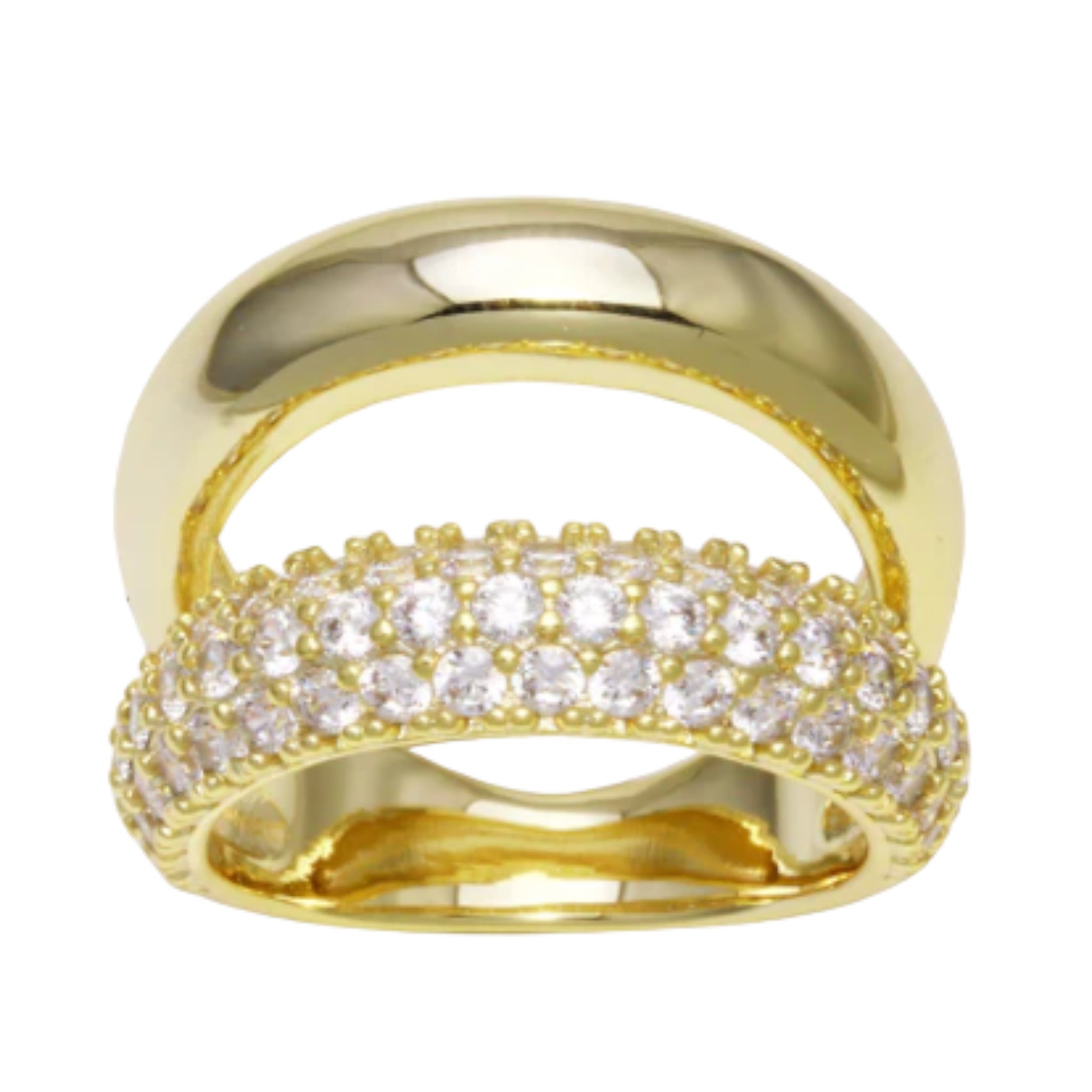 Half Pave Double Bubble Ring