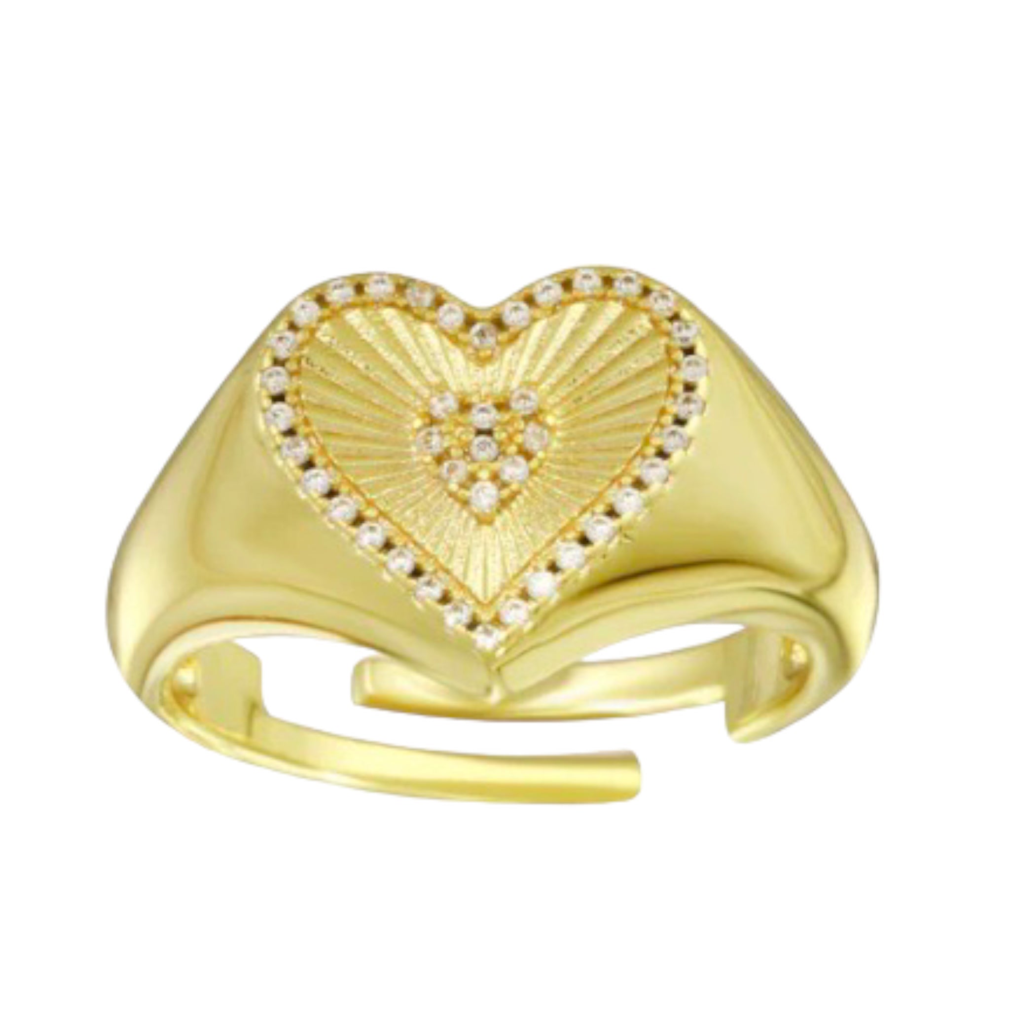 Fluted Heart Adjustable Ring