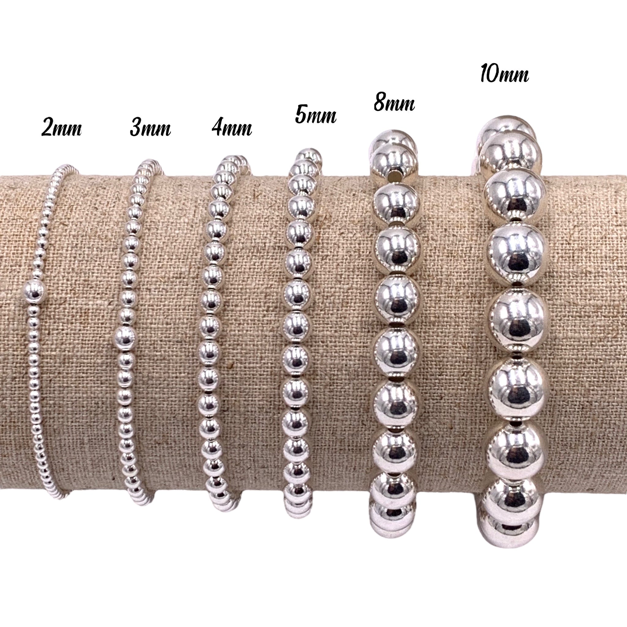 8mm Sterling Silver Beaded Bracelet